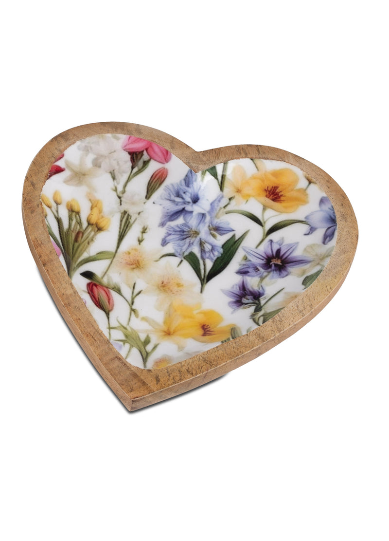 Herzschale "Blumenmeer"  aus Mangoholz 24cm