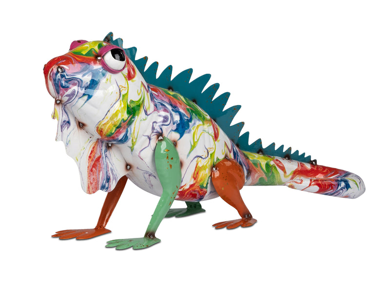 formano Metall-Figur Leguan „Street-Art“ – Handbemalt, In- & Outdoor Skulptur, 61 x 28 cm