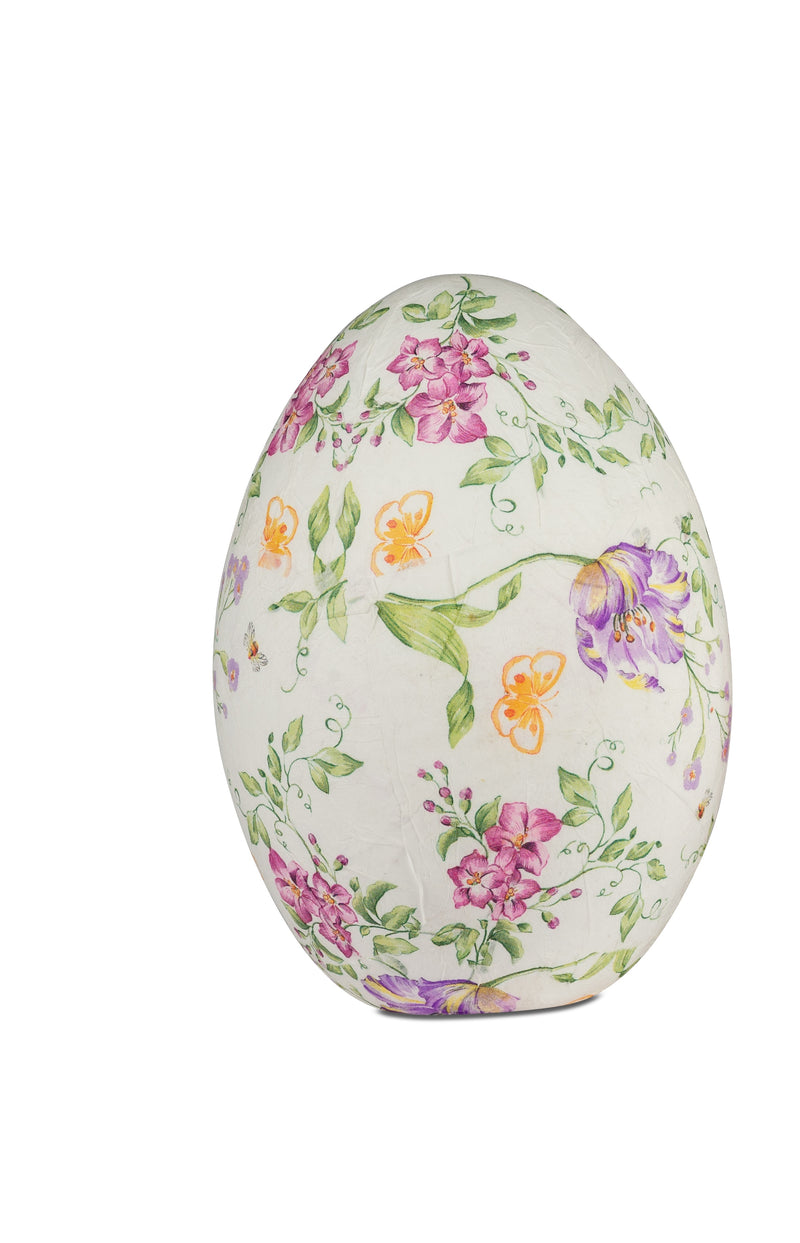 formano Deko-Ei 30 cm – Pappmaschee mit Blumen-Verzierung, Ø 20 cm