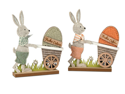 Hase mit Karre 18 x 26cm 