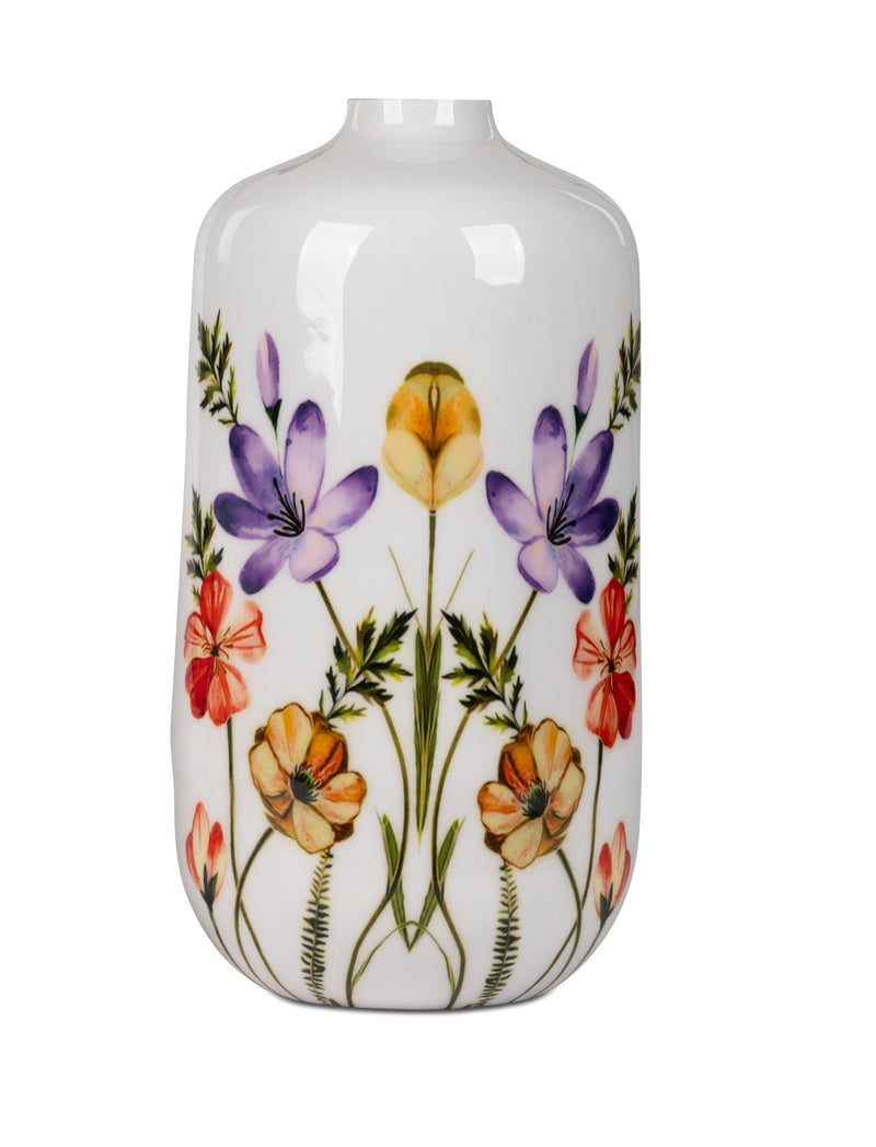 formano Metall-Vase „Sommergarten“ – Glänzendes Blumen-Dekor, beidseitig, H 28 cm