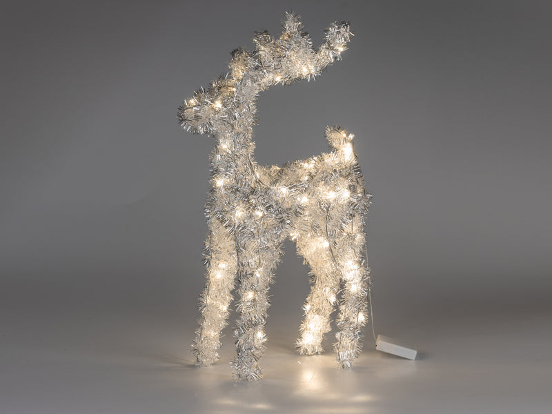 Metall-Hirsch mit 50 LED Licht Silber Höhe: 50cm