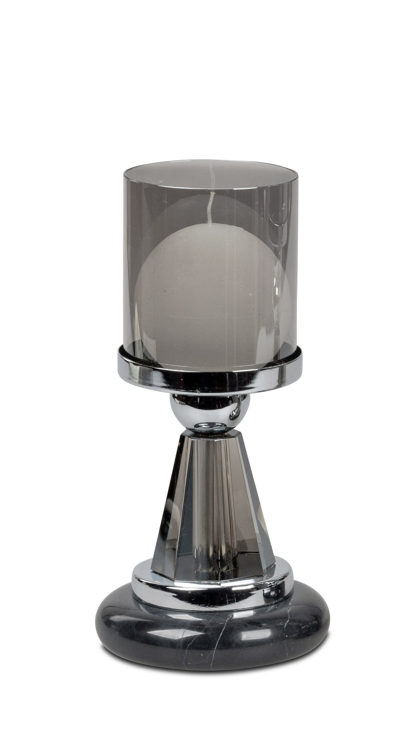 Windlicht auf Marmorfuß H: 23cm