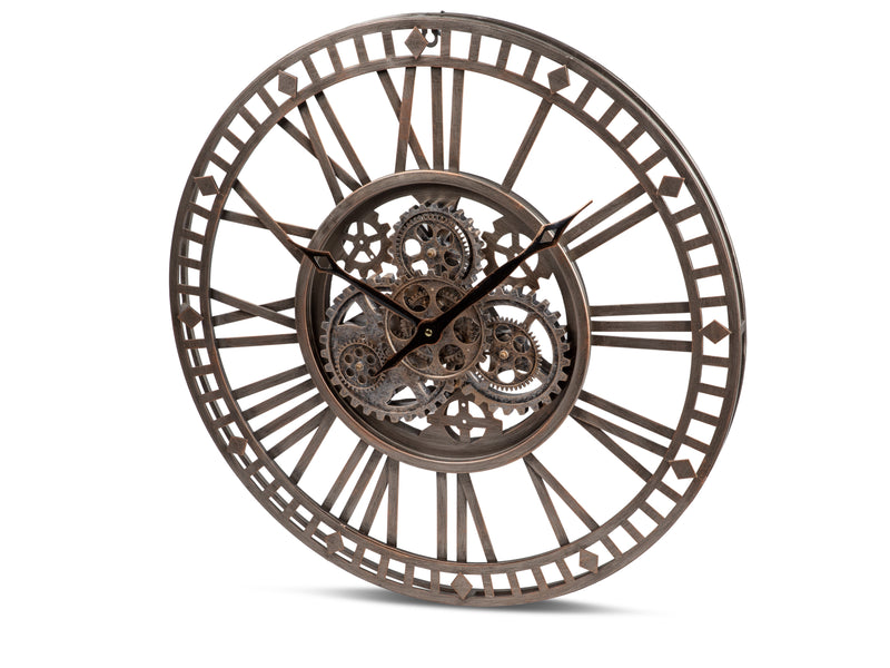 Wanduhr Ø 60cm mit beweglichen Zahnräder Antik