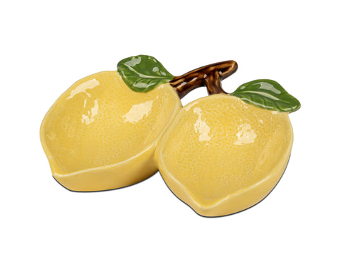 Dekoschale Limone Zitrone unterteilt  L: 19,3cm gelb aus Porzellan
