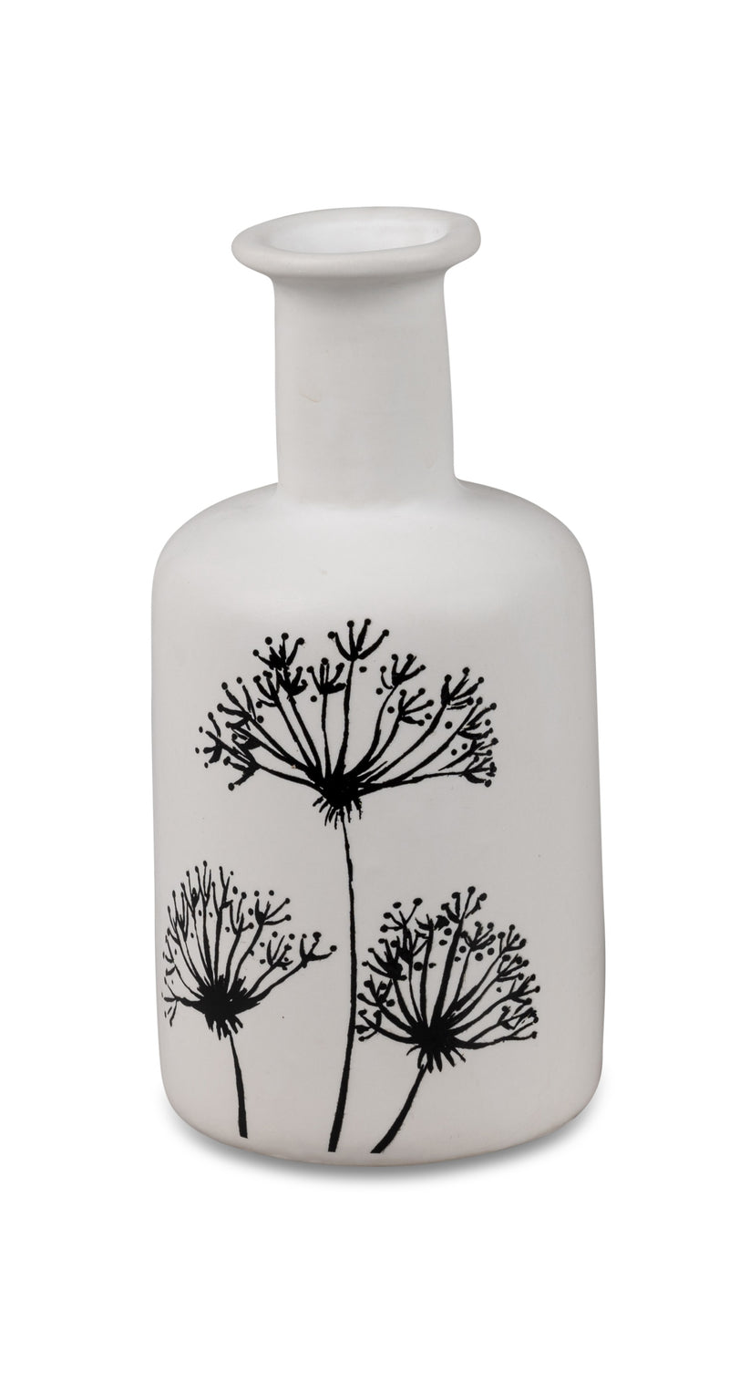 formano Porzellan-Vase – weiß – Matt glasiert mit feinem Dekor, Ø 9 cm, Höhe 19 cm