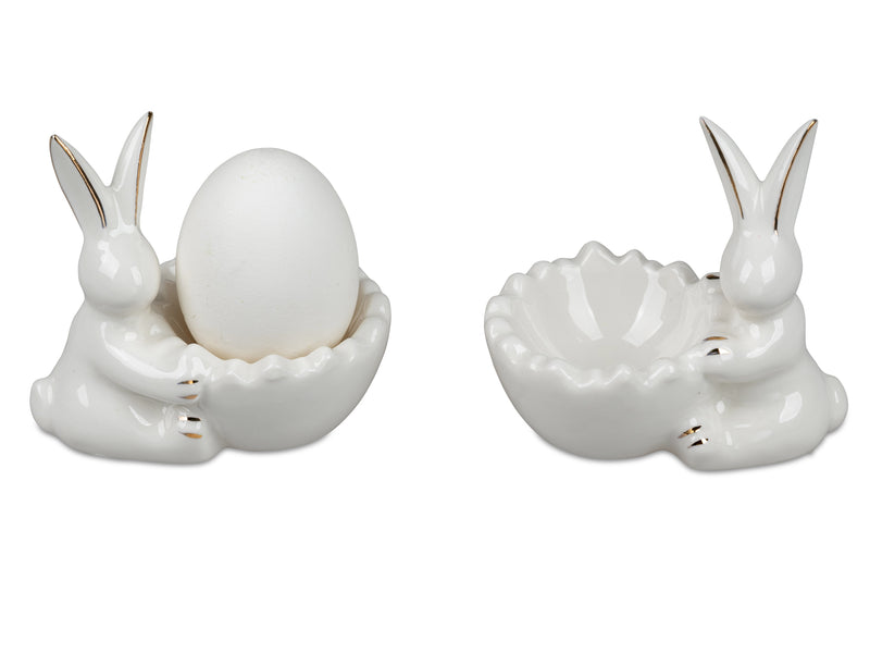 formano Porzellan Eierbecher „Hase“ 2er Set – Weiß-glasiert, Höhe 8 cm