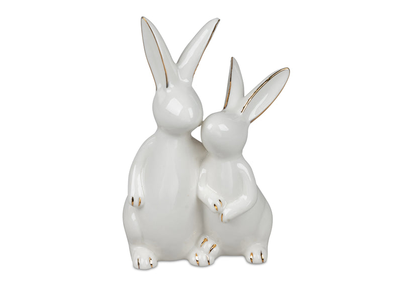 formano Porzellan Hasenpaar – Weiß-glasiert, 15 cm, Elegante Oster-Dekofigur