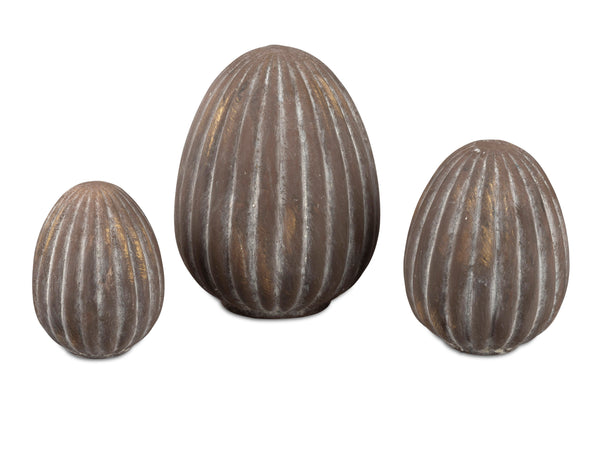 Gilde Deko-Eier 3er Set Antik-Look – Stilvolle Osterdeko in 13cm, 16cm & 20cm