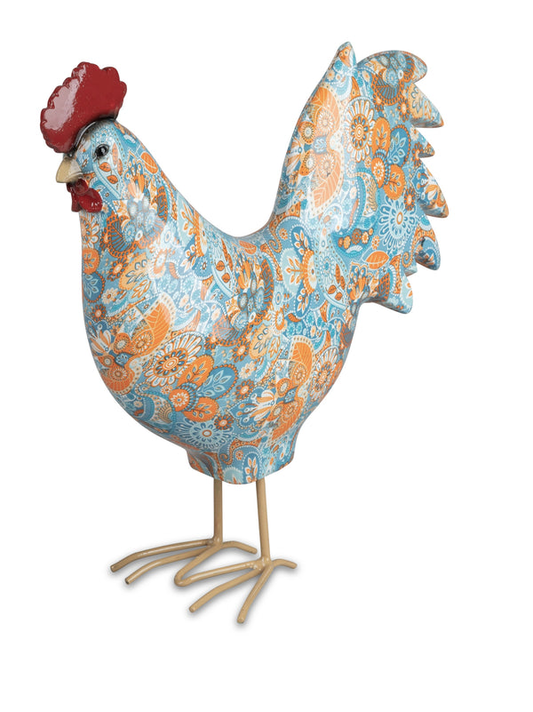 Gilde Deko-Hahn aus Metall – 25cm Bunte Landhaus-Figur für Haus & Garten