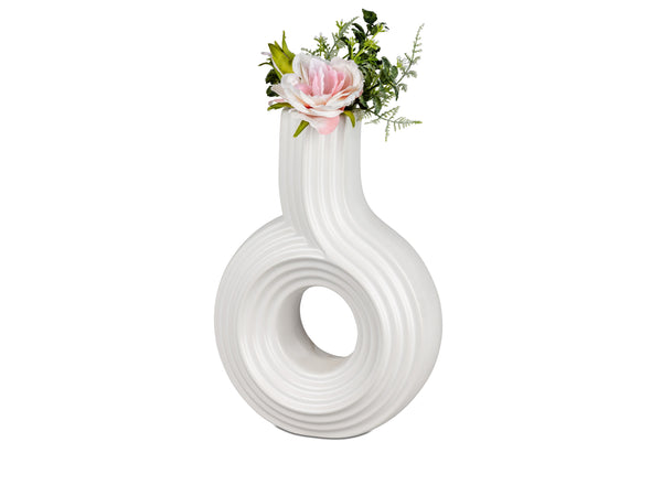 Vase "Stripes"  H: 27cm weiss