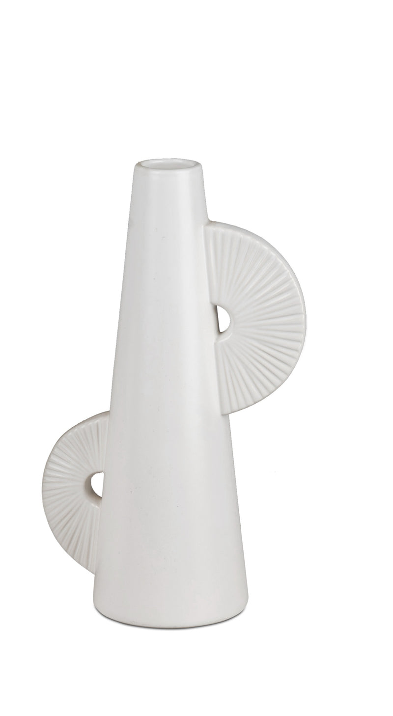 formano Keramik-Vase – Weiße Mattglasur mit Relief-Struktur, Ø 16 cm, H 26 cm