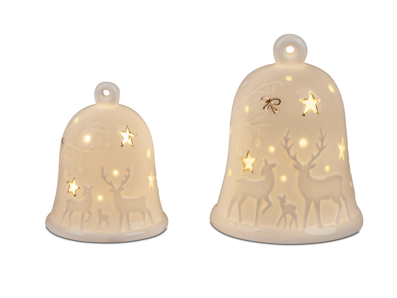 Formano LED Glocke Hirsch Deko Weihnachtsdeko Beleuchtung Porzellan