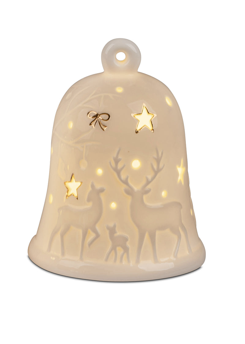 Formano LED Glocke Hirsch Deko Weihnachtsdeko Beleuchtung Porzellan