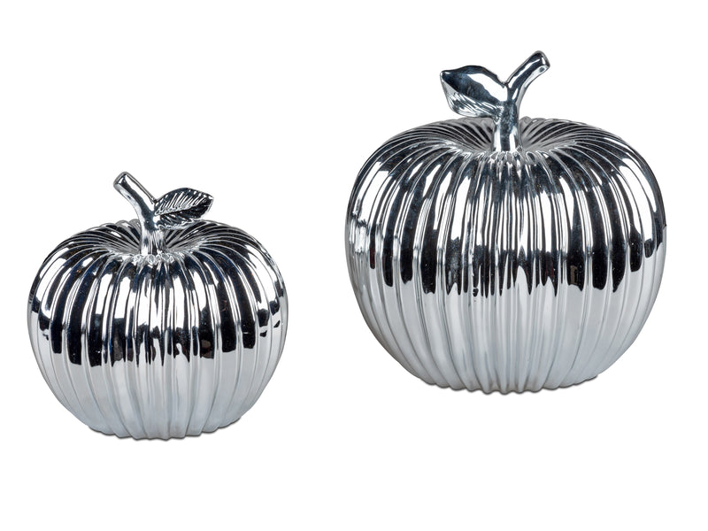 Formano 2er Set Deko Apfel  Silber Ø 15 und 18 cm