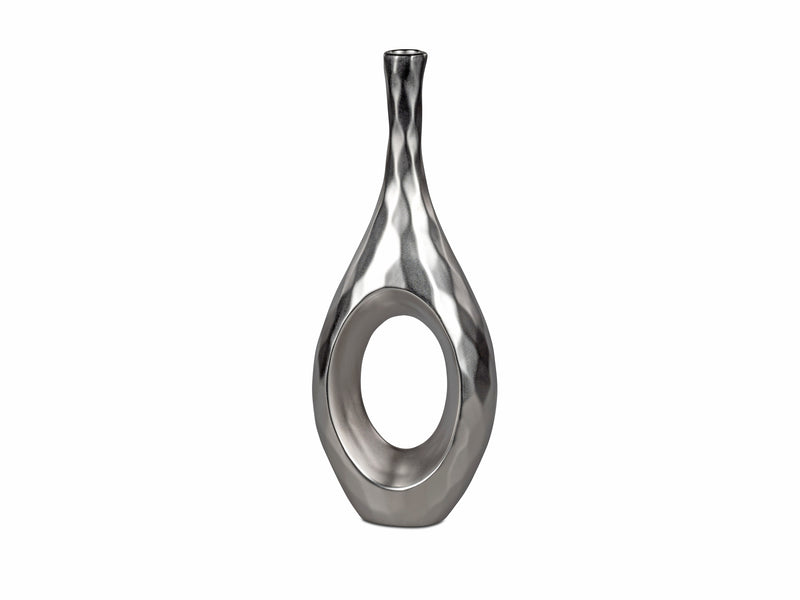 Keramik Vase H: 40cm champagner