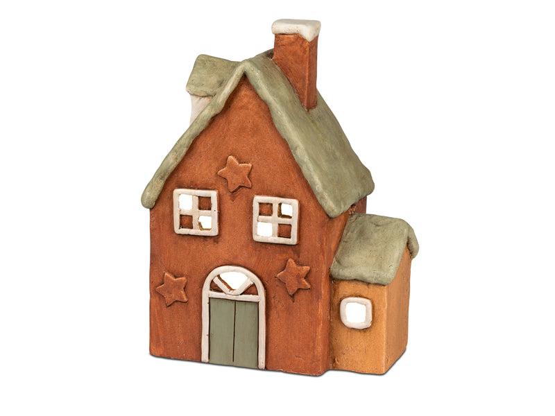 Deko-Haus mit LED-Licht + Timer 25 x 33cm
