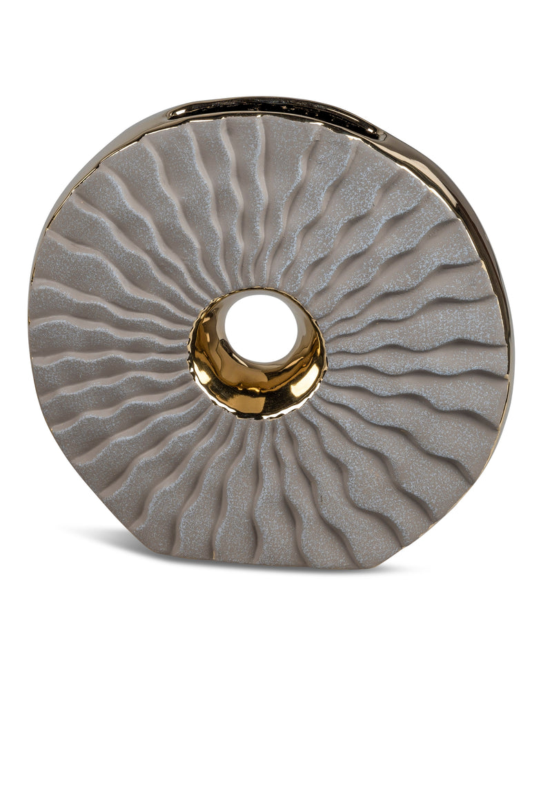 formano Keramik-Vase Sand-Gold – Matte Relief-Oberfläche, Ø 25 cm, Modernes Design