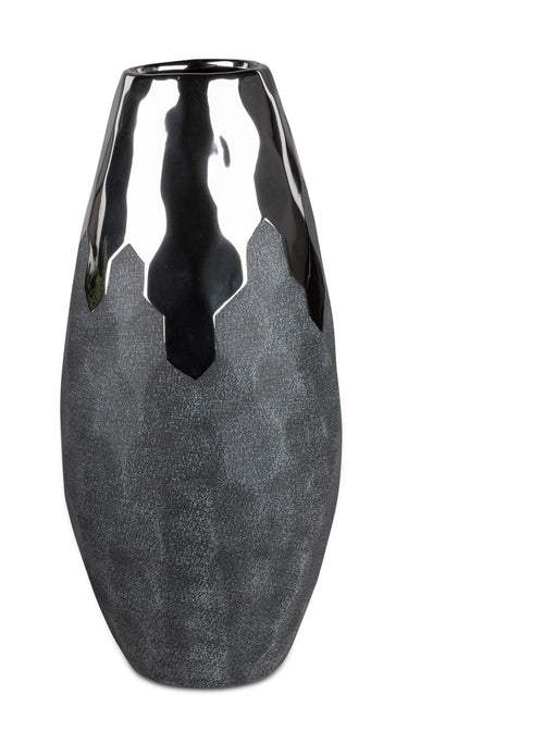 Deko Vase  konisch rund H. 44cm silber grau Keramik