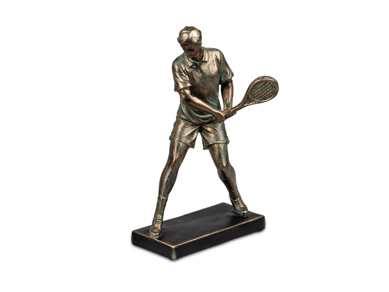 Dekofigur, Skulptur Tennisspieler H. 24cm bronze Kunststein Formano