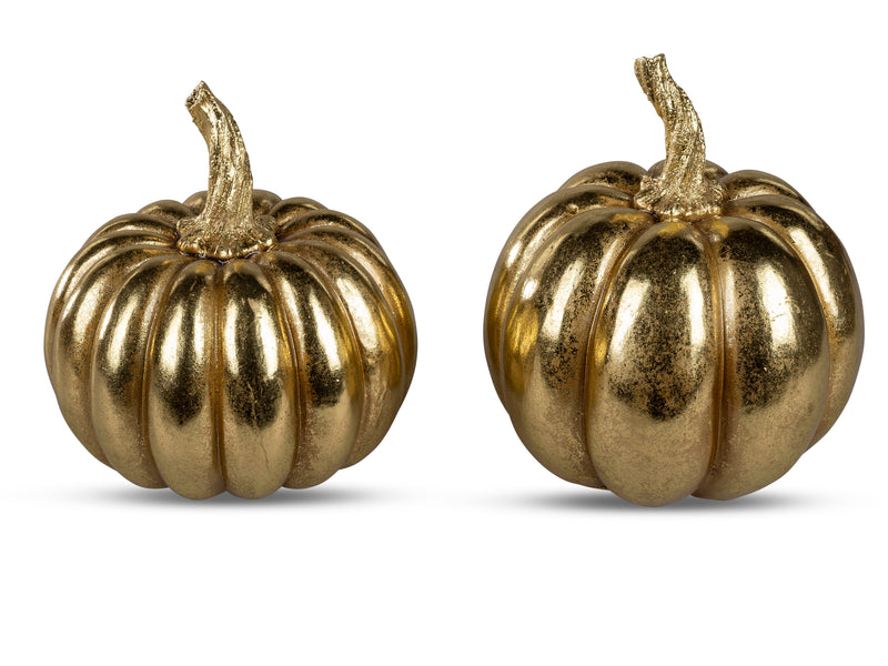 Deko-Kürbis 17cm Antik-Gold  2er Set