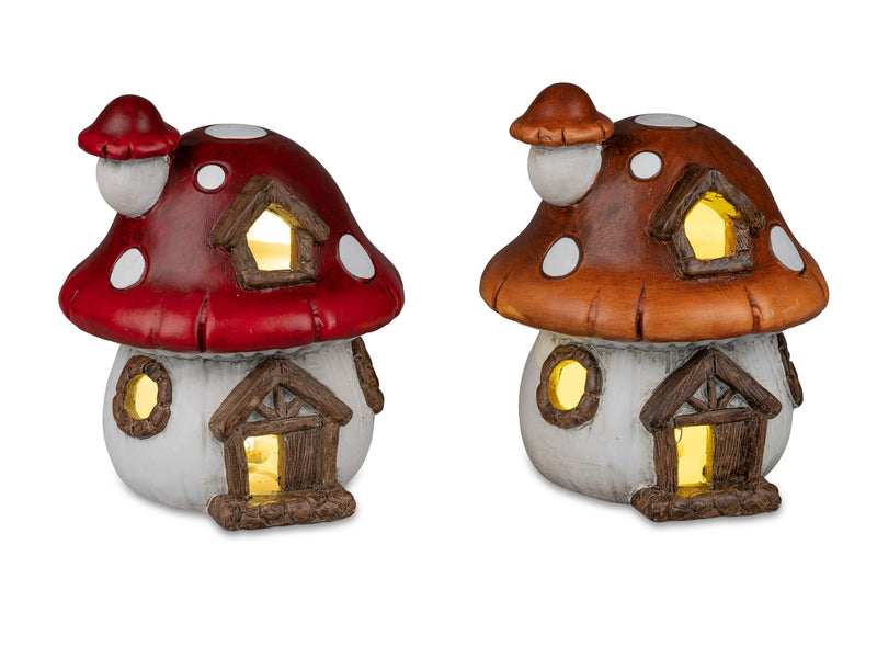 LED Deko- Objekt Pilzhaus  H: 18cm 2er Set