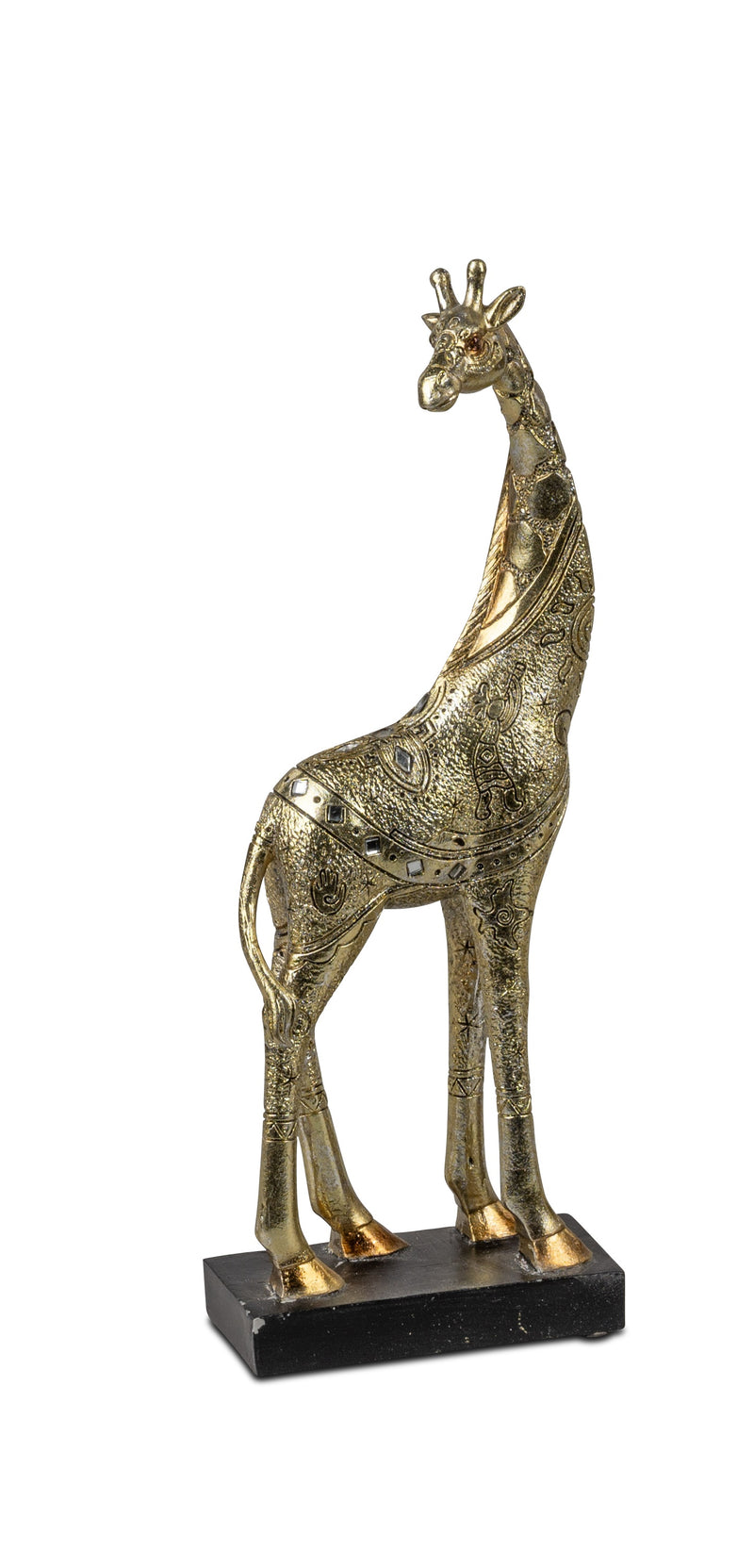 formano Deko-Figur Giraffe – Kunststein mit Relief & Spiegelelementen, 11 x 30 cm