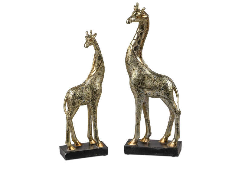 formano Deko-Figur Giraffe – Kunststein mit Relief & Spiegelelementen, 11 x 30 cm