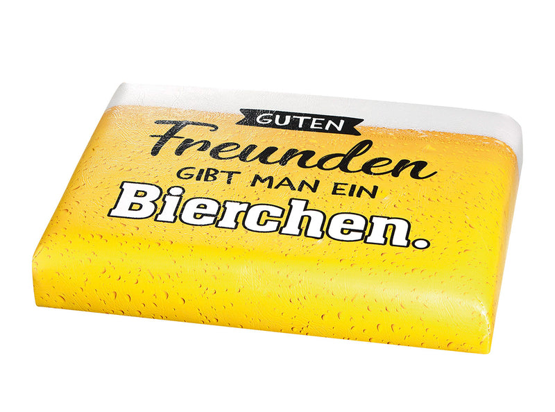 Sitzpolster für Getränkekisten, "Freunde gibt man ein Bierchen"