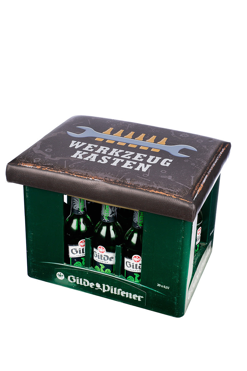 Sitzpolster mit Spruch "Werkzeugkasten"