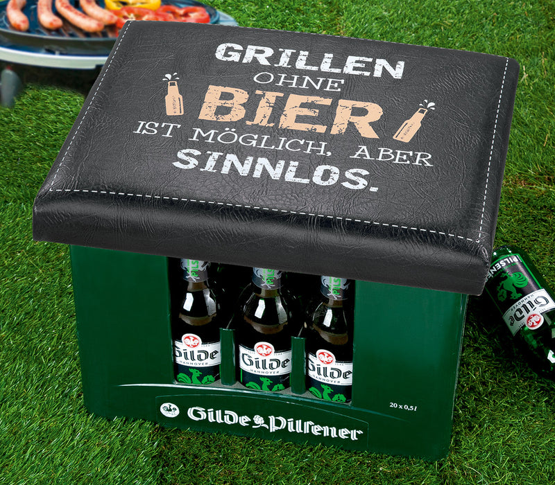 Sitzpolster für Getränkekisten "Grillen ohne Bier ist möglich, aber Sinnlos"
