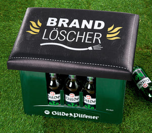 Sitzpolster für Getränkekisten, "Brandlöscher"