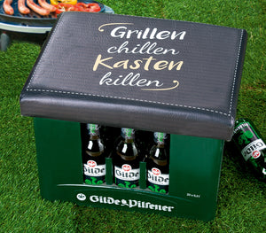 Sitzpolster für Getränkekisten, "Grillen, chillen, Kasten killen"