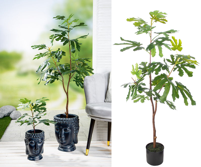 Gilde Getopfte Pflanze „Feigenbaum” H 114cm – Kunstpflanze Grün