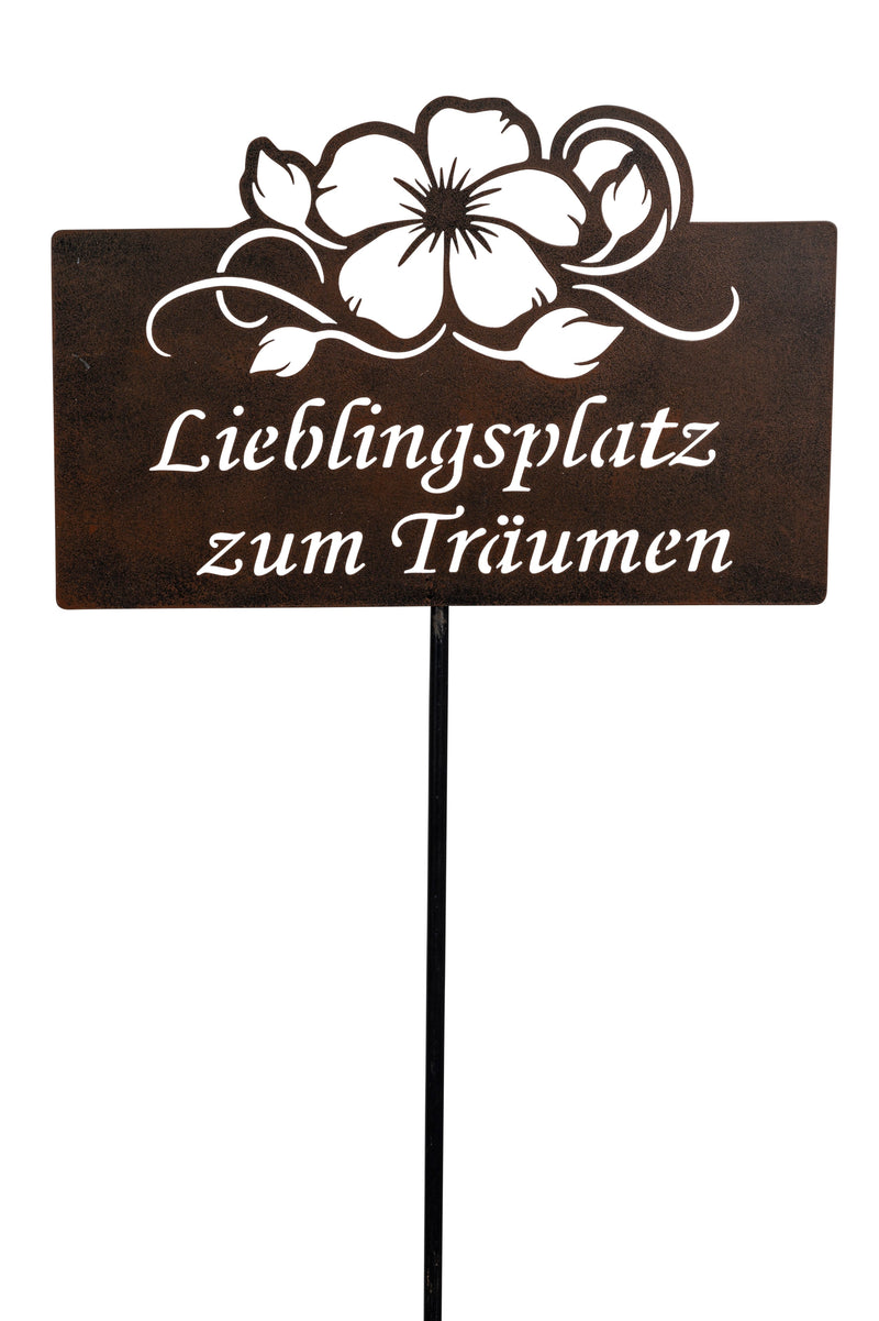 Gartenstecker mit Spruch "Lieblingsplatz zum Träumen"