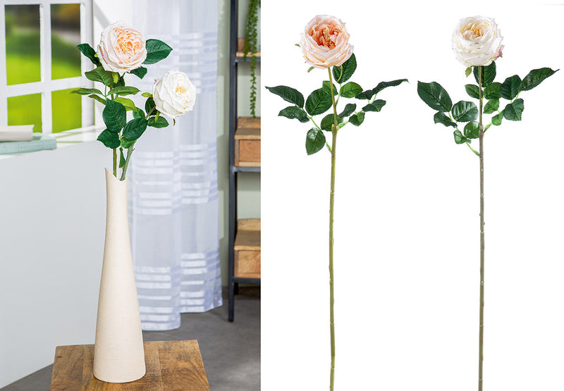 Stielblume Rose H: 61cm weiss