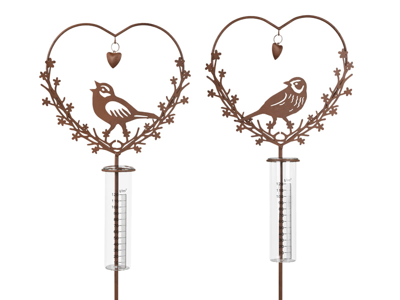 Gartenstecker Vogel mit Regenmesser 2er Set