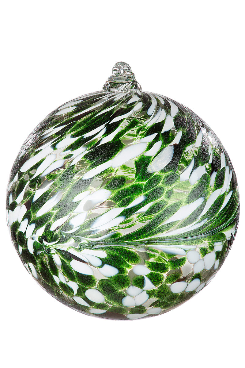 Gilde Hänger Glaskugel Glas Art Ø 15cm – Grün-Weiß & Europäische Handarbeit