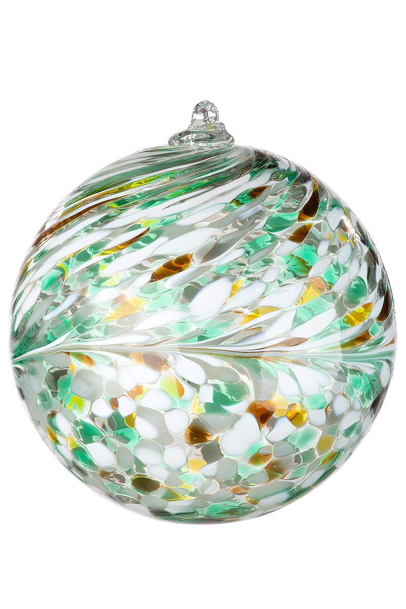 Gilde Hänger Glaskugel “Glas Art” Ø 15cm Grün-Weiß – Europäische Handarbeit