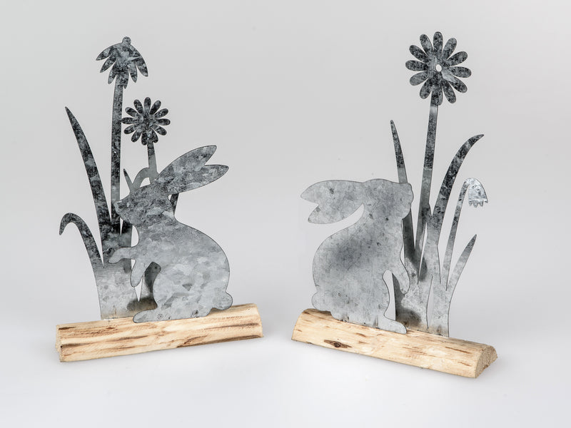 Hasen auf Holzsockel 2er Set 34cm