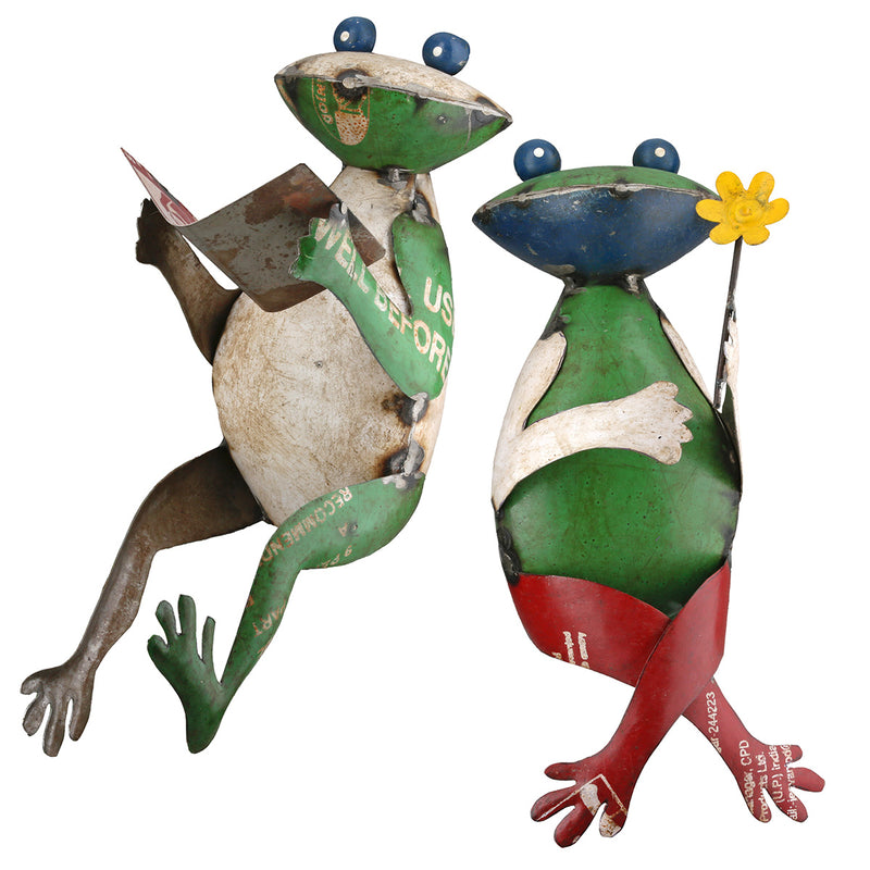 Kantensitzerfigur Frosch „Frühlingsmorgen“ 2er Set
