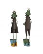 Metall Froschpaar mit Blumentopf