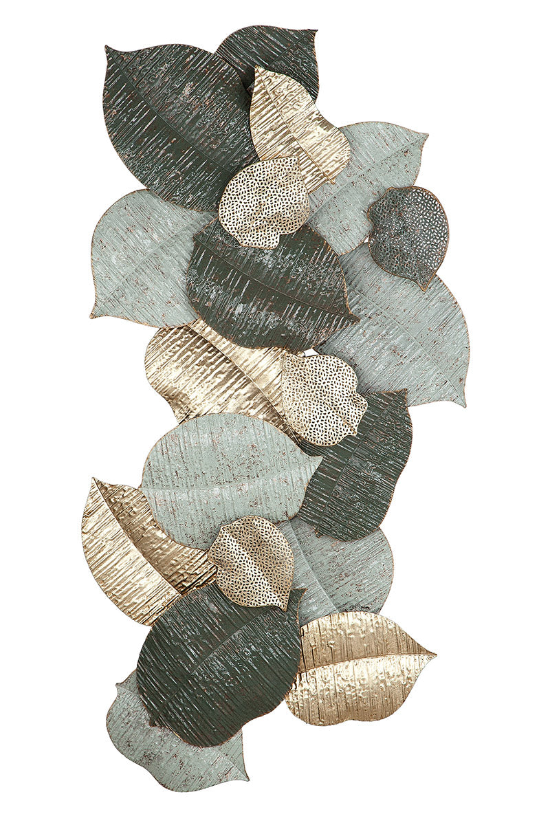Metall Wandrelief Blatt „Blätterregen“ 113 x 60cm