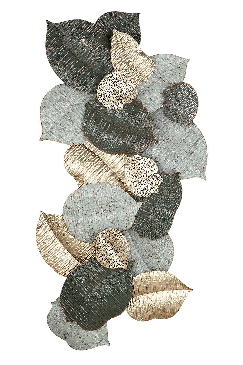 Metall Wandrelief Blatt „Blätterregen“ 113 x 60cm