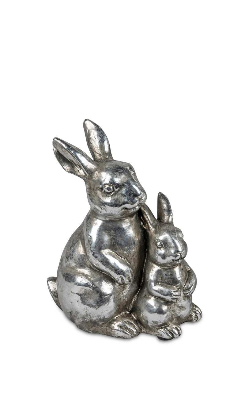 Hasenpaar H: 15cm Antik-Silber