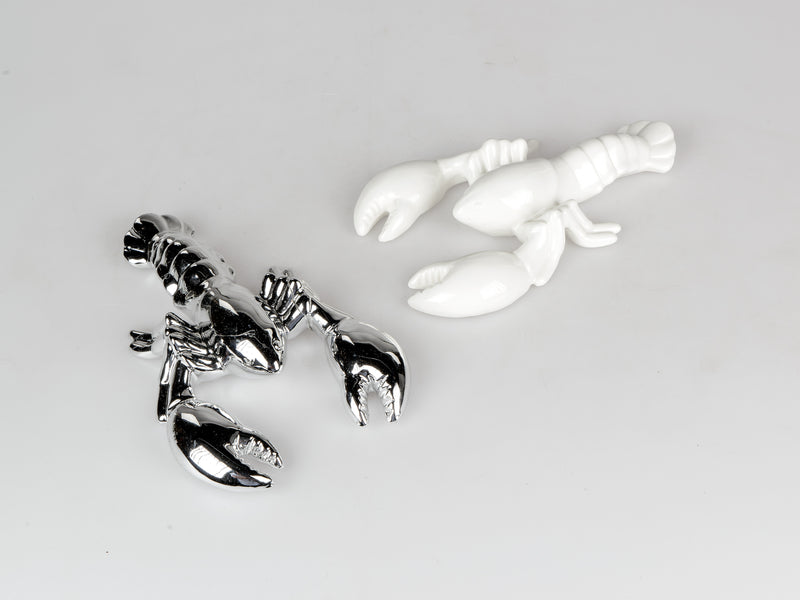 Porzellan Hummer weiss + silber 2er Set