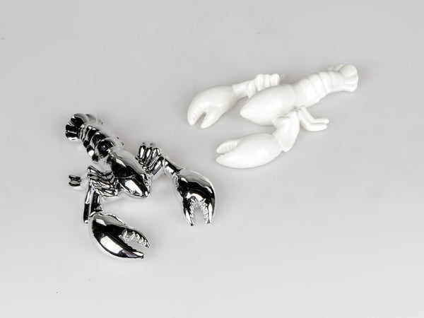 Porzellan Hummer weiss + silber 2er Set