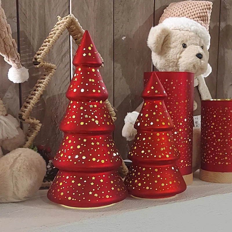 LED Deko-Baum rot H: 20cm mit Timer
