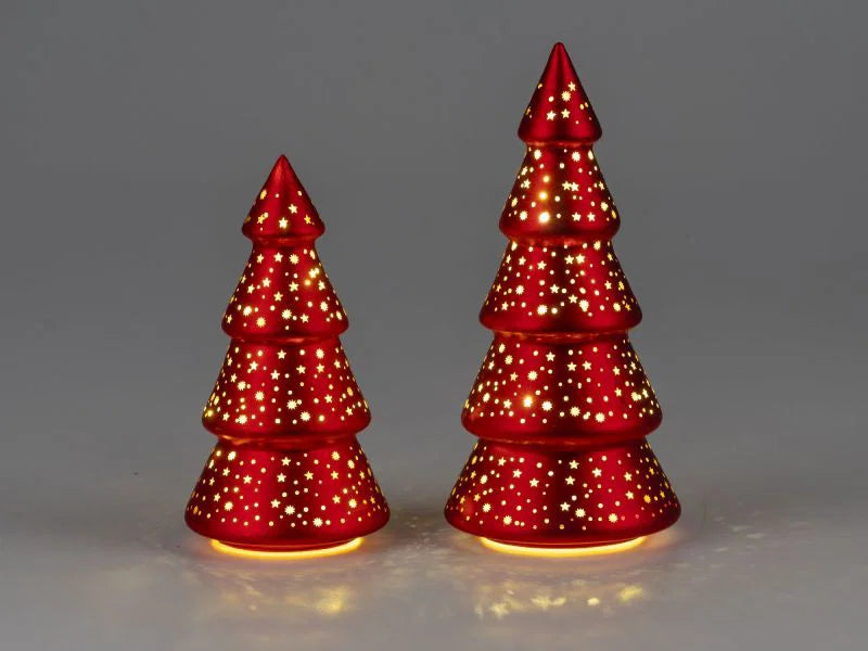LED Deko-Baum rot H: 20cm mit Timer