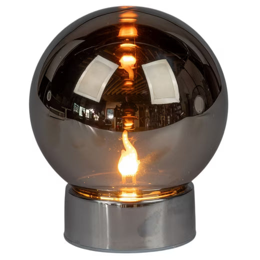 LED Dekolicht LED Deko-Kugel Magic Flame Silber Glas 15 cm Timer Flammeneffekt
